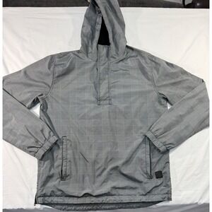 American Eagle Mens Grey Glen Plaid Anorak Windbreaker Pullover Jacket Small